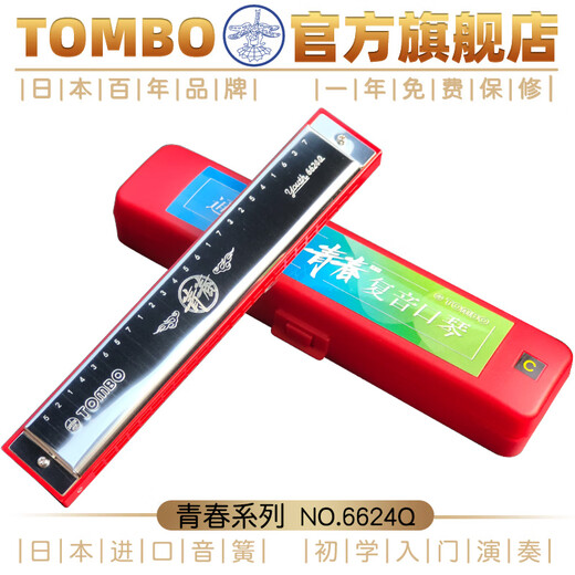 通宝（TOMBO）2023年新款24孔复音口琴校园学生教学入门进阶青春版6624Q 24孔#F调