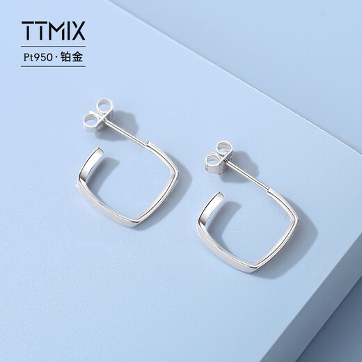 TTMIX geometric pt950 platinum earrings for women rectangular fashion earrings real platinum earrings European and American style 4.0-4.2g