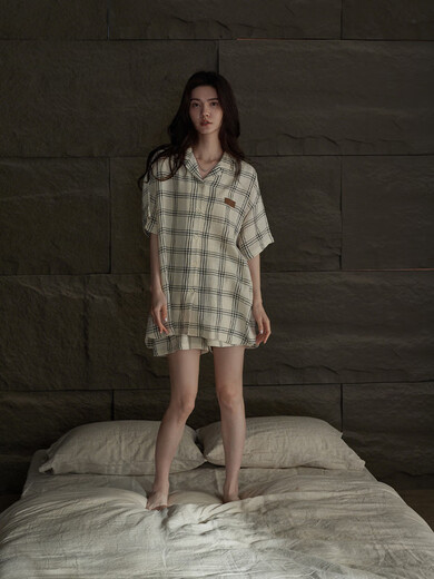 Tonyu (Tongyu) Tonyu Pyjamas für Frauen im Sommer gewebte reine Baumwollgaze Kurzärmeler Anzug Casual Style For Damen Summer Home Clothes Lady-Z3888 M