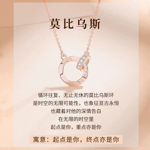 HR Helena Light Luxury Necklace Women's Fashion Jewelry Christmas Gift for Girlfriend and Wife Mobius (Rose Gold - Light Luxury)