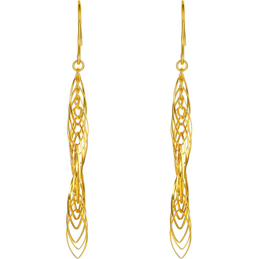 Saturday Fortune Gold Earrings for Women Ripples Pure Gold Earrings Priced at AW095012 One Pair Approximately 2.11g Birthday Gift