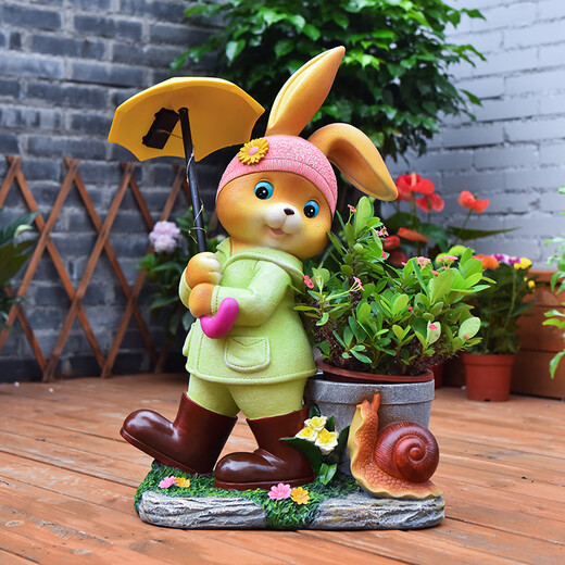 Yimingyuan Garden Decorative Courtyard Ornaments Outdoor Cartoon Rabbit Flowerpot Park Lawn Creative Simulation Animal Landscape Sculpture H20537