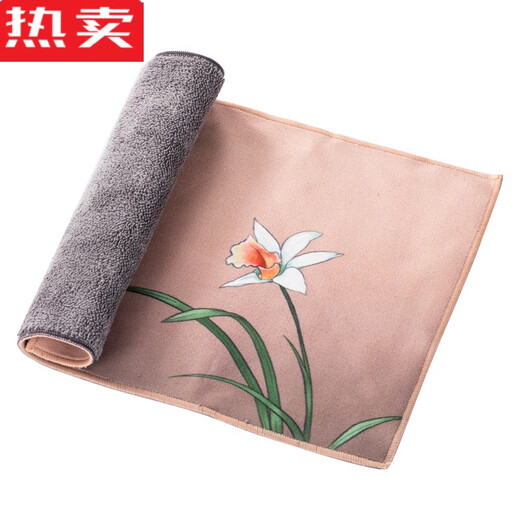 Tuojin Kung Fu Geschirrtuch Tee Tuch verdickte wasserabsorbierende Farbmalerei Zen Tee-Handtuch Tischdecke Tee Graues Lufttuch 3519