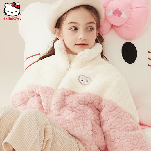 Hello Kitty Girls' Jacket Autumn and Winter 2025 New Style Children's Velvet Thickened Imitation Rabbit Fur Little Girls Warm Top Children's Clothing Purple 150 Hello Kitty Girls' Jacket Autumn and Winter 2025 New Style Children's Velvet Thickened Imitation Rabbit Fur Little Girls Warm Top Children's Clothing Purple 150