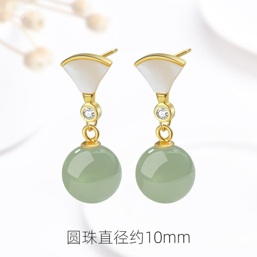 Flash engraved fan-shaped earrings for women, new trendy style, versatile, light luxury birthday gift, antique style earrings for mom and girlfriend for Valentine's Day, golden fan-shaped earrings 8MM