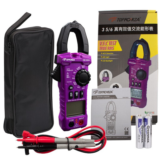 
ToPFORZA clamp meter Digital display clamp meter Digital true RV AC ammeter Intelligent anti-burning capacitor VFC measurement 3 5/6 bit DM-9902