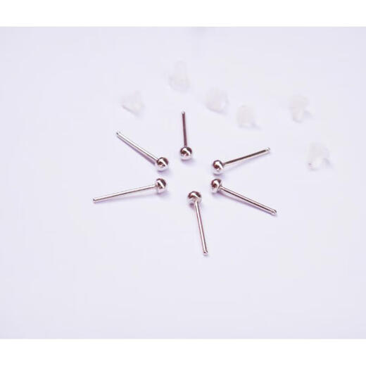 YOUSHINUO Pt950 platinum earrings, ear sticks, platinum semicircular balls, solid simple beanie couple earrings for men and women, small mushrooms, PT950 platinum straight needles, 0.3 dots, single