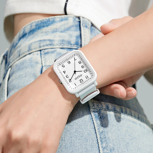 Julius Uhr Studentin 2025 neue Nische einfach Gummi Unisex Sport süße coole kleine quadratische Uhr Damenuhr Herrenuhr 1477 Beige