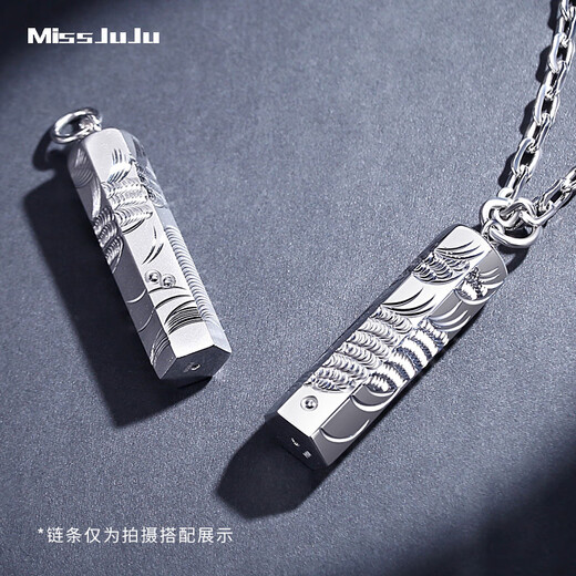 Miss JuJu pt950 platinum dragon and phoenix column pendant men's finely carved six-sided cylinder pendant small size weighs 3.7-3.9 grams
