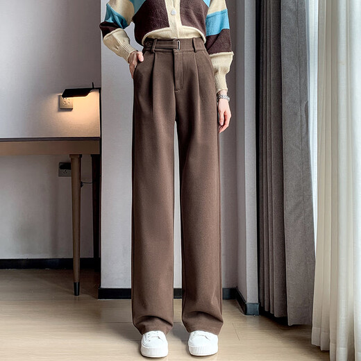 
Fashimu 2024 Autumn and Winter velvet thickened woolen wide-leg pants for 2024 small straight floor high-waisted casual pants for women 6636 gray velvet small one S Suggestion 91-102Jin [Jin equals 0.5 kg]