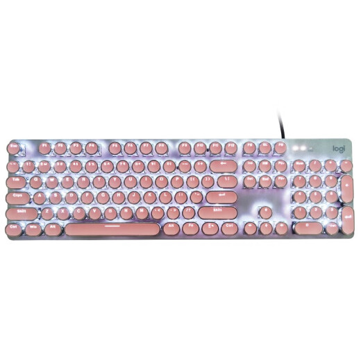 罗技（Logitech） K845 有线机械办公键盘 游戏电竞 朋克复古键盘外设电脑笔记本节日礼物 diy个性键帽 K845(红轴)+经典朋克键帽-粉