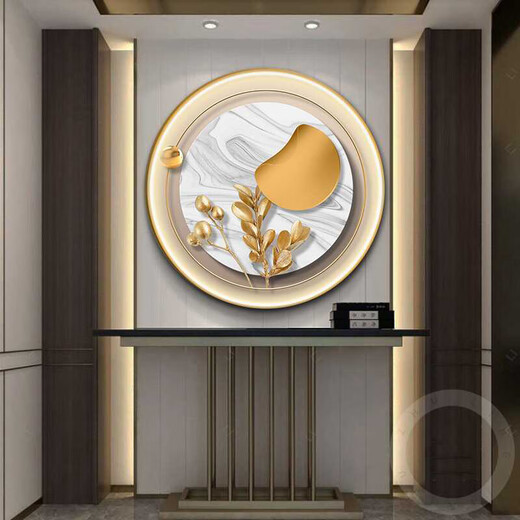 Sinnliche Malerei Geometrische abstrakte Eingangsdekoration Malerei Licht Luxus runde LED Luminous Light Painting Moderner einfacher Korridorgang Hängende Malerei