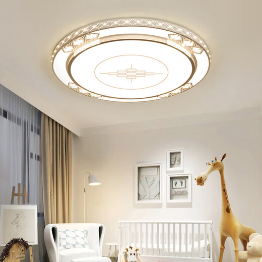 Light luxury living room large round lamp 1.2 meters headlight modern simple crystal lamp hall main lamp 2022 new flower-shaped ceiling lamp round GY round 80cm high 8cm white light 96 watts