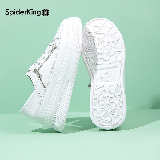 Spider King women's shoes genuine leather white shoes for women thick sole slimming and heightening squash cake shoes versatile casual travel shoes 12801T171 white 36 (230mm)