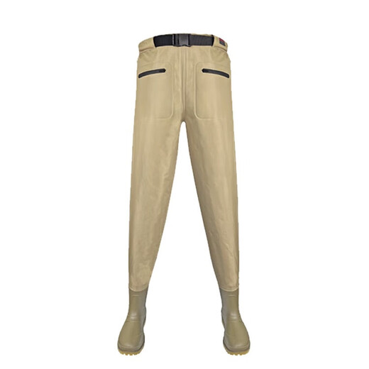 SEKOYA waist-length waders, Luya equipment, fishing clothing, stream fishing one-piece waterproof rain pants, wear-resistant half-body waders for catching the sea, khaki (5006), M shoe size 40-41 ()