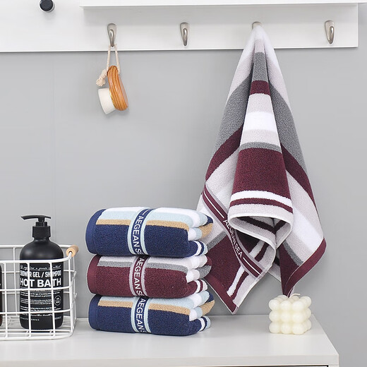 Shantou Lincun towel pure cotton face wash household soft absorbent lint-free hotel shower men and women adult thickened cotton face towel 2 pieces Gentleman Series 100% cotton 75x35cm