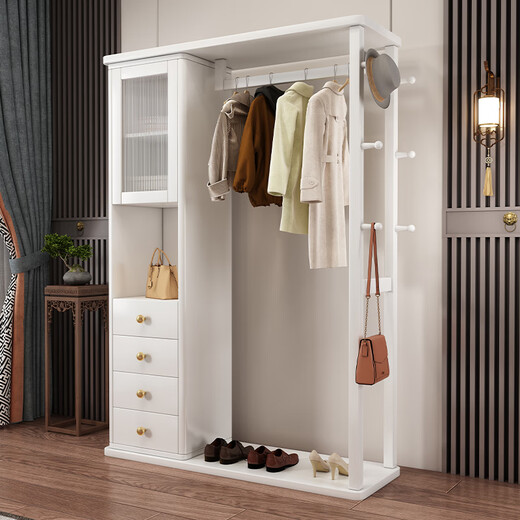 Shaochengke Massivholzbügel Kleiderspiegel integriertes Haus Schlafzimmer Wohnzimmer Kapuze Rack Rack Multifunktion Aufbewahrung Kleidung Rack Walnuss Farbe 120 cm (Paketinstallation)