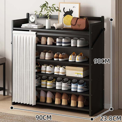 Small craftsman simple shoe rack multi-layer installation-free home door dormitory shoe cabinet storage dust-proof storage shelf black 6 layers 90