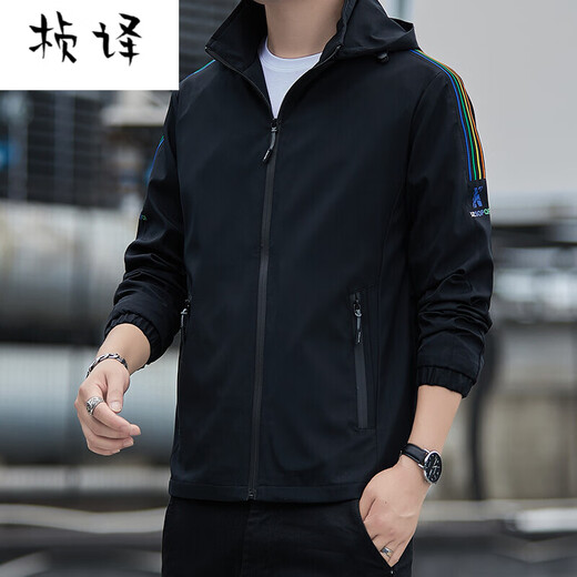 Men's coats, men's jackets, windbreakers, men's spring and autumn youth youth student sports coats, men's tops, men's clothing store, black M