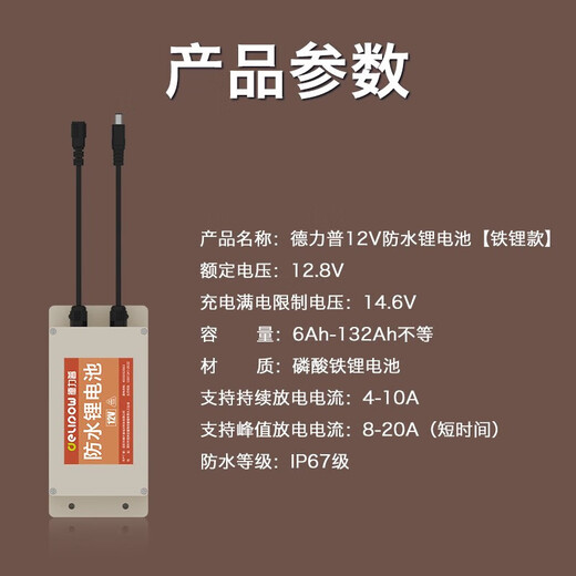 德力普（Delipow）12V锂电池防水带壳磷酸铁锂医疗设备大容量室外防雨路灯USB锂电芯电池组可定制 54Ah【150*250*130】691Wh