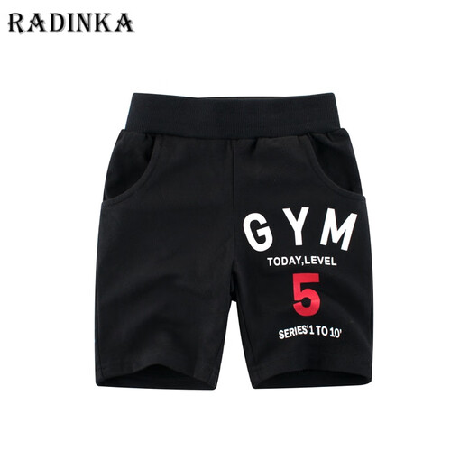 Radinka2025夏新款纯棉休闲短裤洋气韩版运动中小儿童男童中裤休闲裤KID 6218 黑色 110 cm