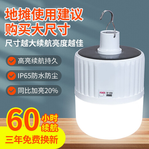 祎琳（yilin）USB充电灯泡停电应急照明灯移动超亮户外led夜市摆摊地摊灯露营灯 加亮290WD白光【续航8-48H】