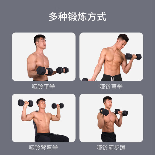 PROIRON rubber-coated dumbbells for men's home fitness hexagonal environmentally friendly odorless dumbbell set 15 pounds * 1 pair