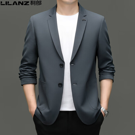 
Lilang men's suit spring and autumn new style of middle-aged and young men's high-end business casual casual clothes single small suit jacket Navy blue [ZL12398] 185/2XL [150-165Jin [Jin equals 0.5 kg]]