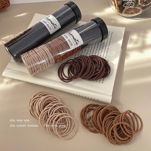 Danqin High Elasticity and Durable Traceless Hair Rope High Ponytail Hair Rope Simple Temperament Tie Hair Band Women's Hair Wrap Premium Leather Case _Black About 50pcs