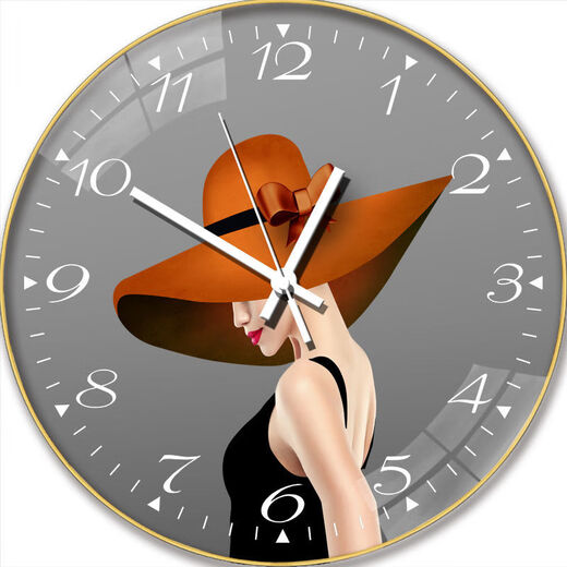 Watches, wall clocks, home internet celebrity living room watches, new style wall-mounted clocks, fashionable, high-value, hole-free quartz clocks, 6628 bubble gum girl, 14-inch (35 cm) curved glass
