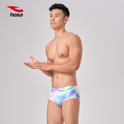 Hosa Slip de bain pour homme, forme basse, imprimé dégradé, confortable, haute élasticité, protection solaire, anti-chlore, entraînement professionnel, rouge prune L (modèle de compétition professionnelle, prise de vue non professionnelle 1 à 2 tailles plus grandes)