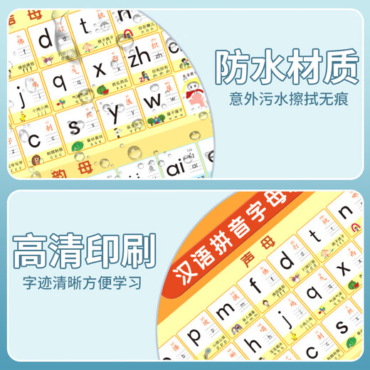 Yuan Chinese Pinyin Alphabet Wall Sticker Pinyin Training Learning Artifact Initial Vowel First Grade Children Early Education Scheme [New Style] Synchronous literacy picture of first-grade volume