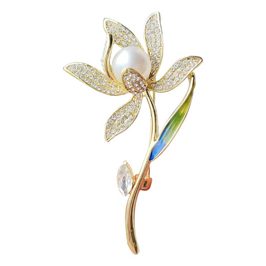 QUAMER high-end fashion new light luxury Chinese style narcissus corsage women's zircon plant brooch XZ0287-1