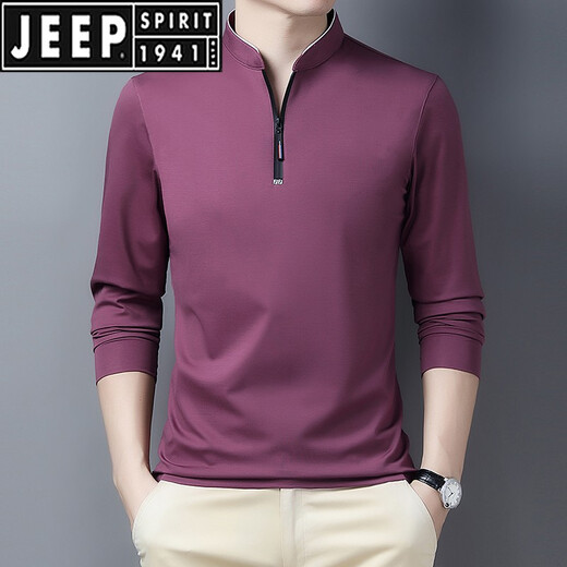 Jeep Spirit Spring и осенняя мужская футболка с длинным рукавом стенд воротника на молнии и осенняя базовая рубашка весна и осенняя ледяная футболка для мужчин осенней одежды Тренди 6623 Top Qing 170