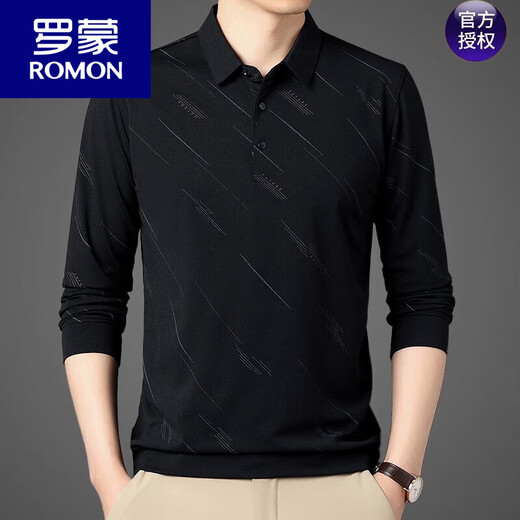 Romon Summer Silk Silk Camiseta para hombres manga larga 2023 nueva camiseta de papá de estilo para hombres de mediana edad Camel 826 170/L Recomendado 120-140Jin [Jin iguala 0.5 kg]