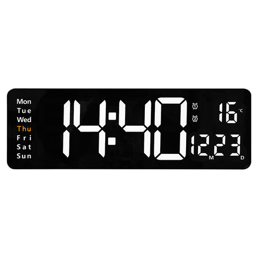 Clcey 16 Zoll großer Bildschirmfunktion Display Takt Nordische digitale Uhr Einfache Wohnzimmer Wanduhr LED WALL TEICHTE TEMPERT (13 Zoll) 6629 Pink Light