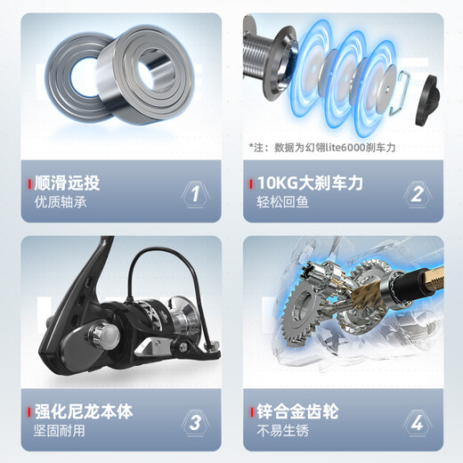 Handing Huanling Lite spinning wheel, rock fishing wheel, micro-object spinning wheel, 16 Jin Jin equal to 0.5 kg, large braking force, smooth line retrieval, smooth bait control, more stable Huanling lite 6000 series, left and right hand interchangeable type