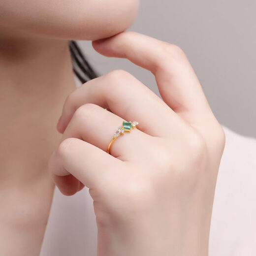 
meluxe Mui Ne 18K gold emerald ring birthday gift for girlfriend [R12113] emerald 22 points (11#)