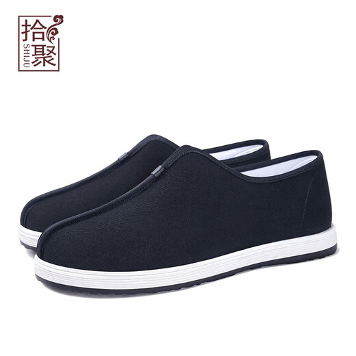 Shiju printemps et automne chaussures en tissu traditionnel hommes chaussures paresseuses rétro vieil homme grand-père d'âge moyen et de papa âgée