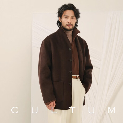 CULTUM double-sided pure wool, same style for men and women, thickened 850g heavyweight short woolen coat for men in autumn and winter, black M