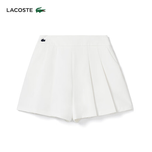 Lacoste Crocodile français Femme Side Zipper Design Simple Casual Casual Daily Commuting Polymed Pleed Shorts GF3879 70V / Beak White 3660