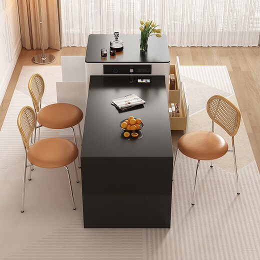 Pashaman Dining Table Rock Slab Island Dining Table Integrated Open Kitchen Small Apartment Telescopic Dining Table and Chair Combination Advanced 1745y Caterpillar Dining Chair 4 (1047p) 12 mm M Rock Panel Rock