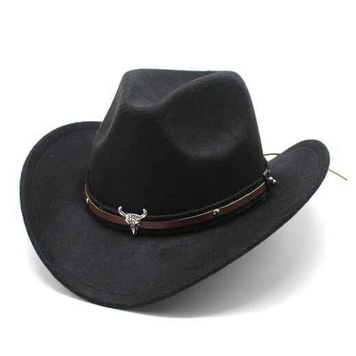 Hombo de vaquero de la moda del sombrero de la mujer del sombrero de jazz del sombrero de jazz retro del sombrero de copa negro y americano biselado gorro de vaquero Café M (56-58 cm)