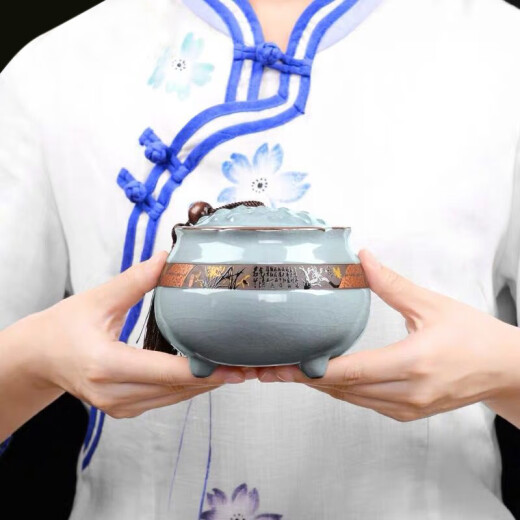 Shangyanfang tea can tea packaging box tea barrel Pu'er imitation Ge Kiln tea can seal medium and large ceramic
