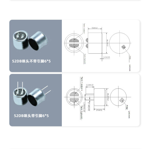 
Huijun Midhead 6*2.2 6*5 7*9 4.5*9 Capacitive electret microphone 52DB pickup with pins 52DB pickup without pins 9767 5