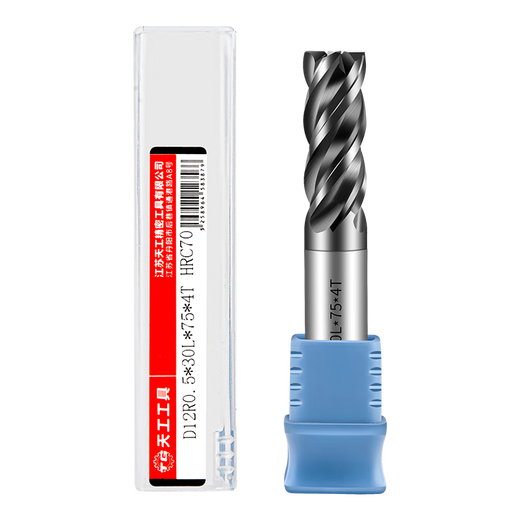 Tiangong (TIANGONG) 70-degree tungsten steel round nose milling cutter four-edged carbide bullnose end mill R-angle anti-seismic four-edged end mill D6R0.5*15*D6*50L