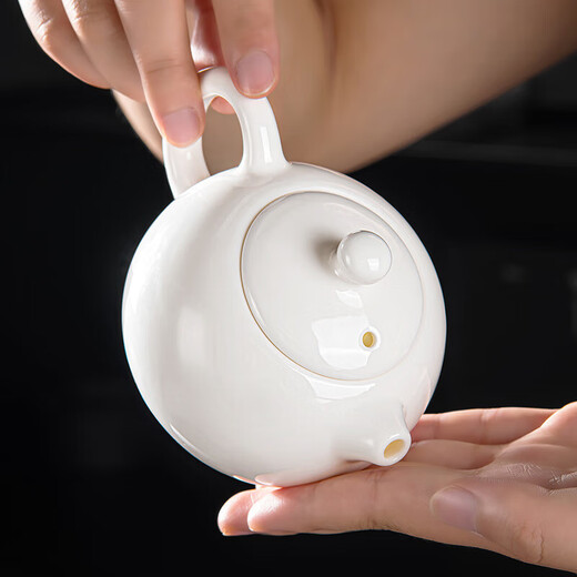 Original and mutton-fat jade white porcelain tea set set for home high-end office reception and drinking teapot complete set of ceramic kung fu tea cups