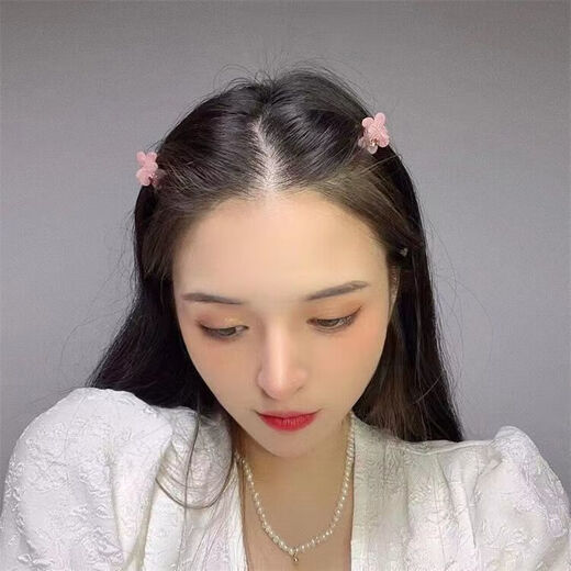 Penning small flower grabber ins transparent pink small flower hair grab mini grabber top clip broken hair clip bangs clip pink (10 pieces)