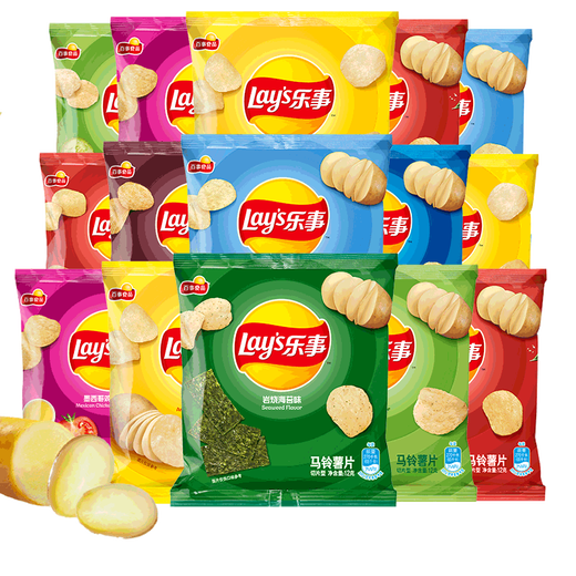 乐事（Lay's）薯片小包装12g多口味原切膨化食品整箱办公室零食大礼包休闲食品 【20包】3~5种多口味混合