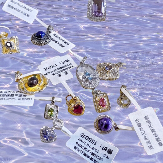 KLUCK gold store model silver natural tourmaline citrine ruby tanzanite translucent topaz super seven necklace natural pink tourmaline S925 silver (all accessories are princess